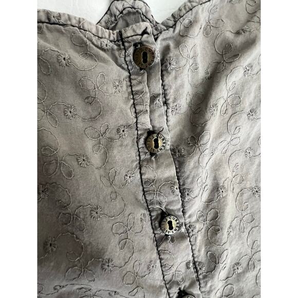 Current Elliott Florence Grey babydoll Mini Dress Eyelet Size 2 Grunge Neutral‎ - Picture 9 of 11